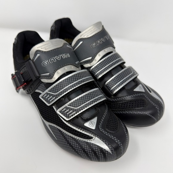 Gavin Other - Gavin Road Cycling Shoes Black Silver Buckle Strap SPD SPD-SL Compatible Size 38